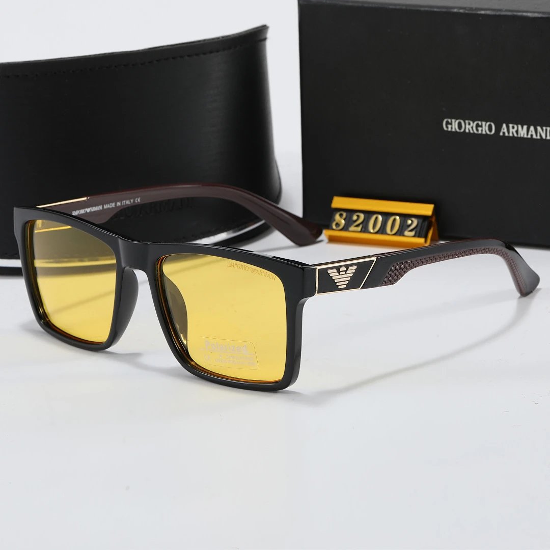 Armani Black Tinted Lens Square Sunglasses, Polished Frame Style 07