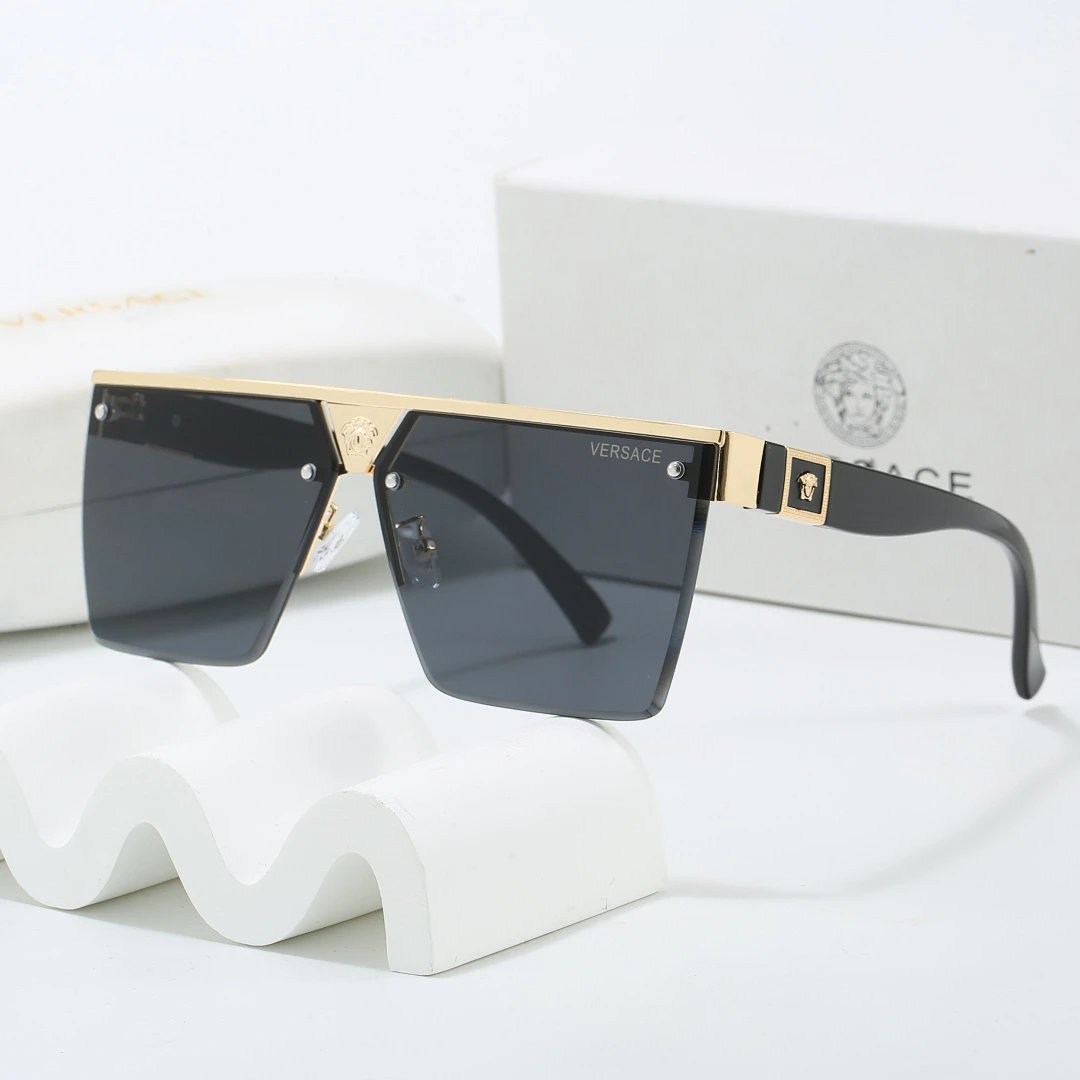 Versace Black Tinted Lens Square Sunglasses, Polished Frame Style 19