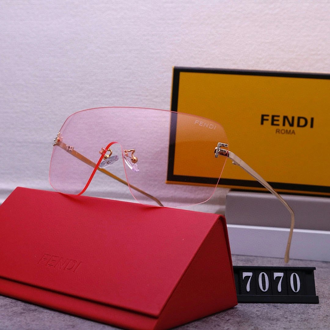Fendi Tinted Lens Square Sunglasses, Polished Frame Style 22
