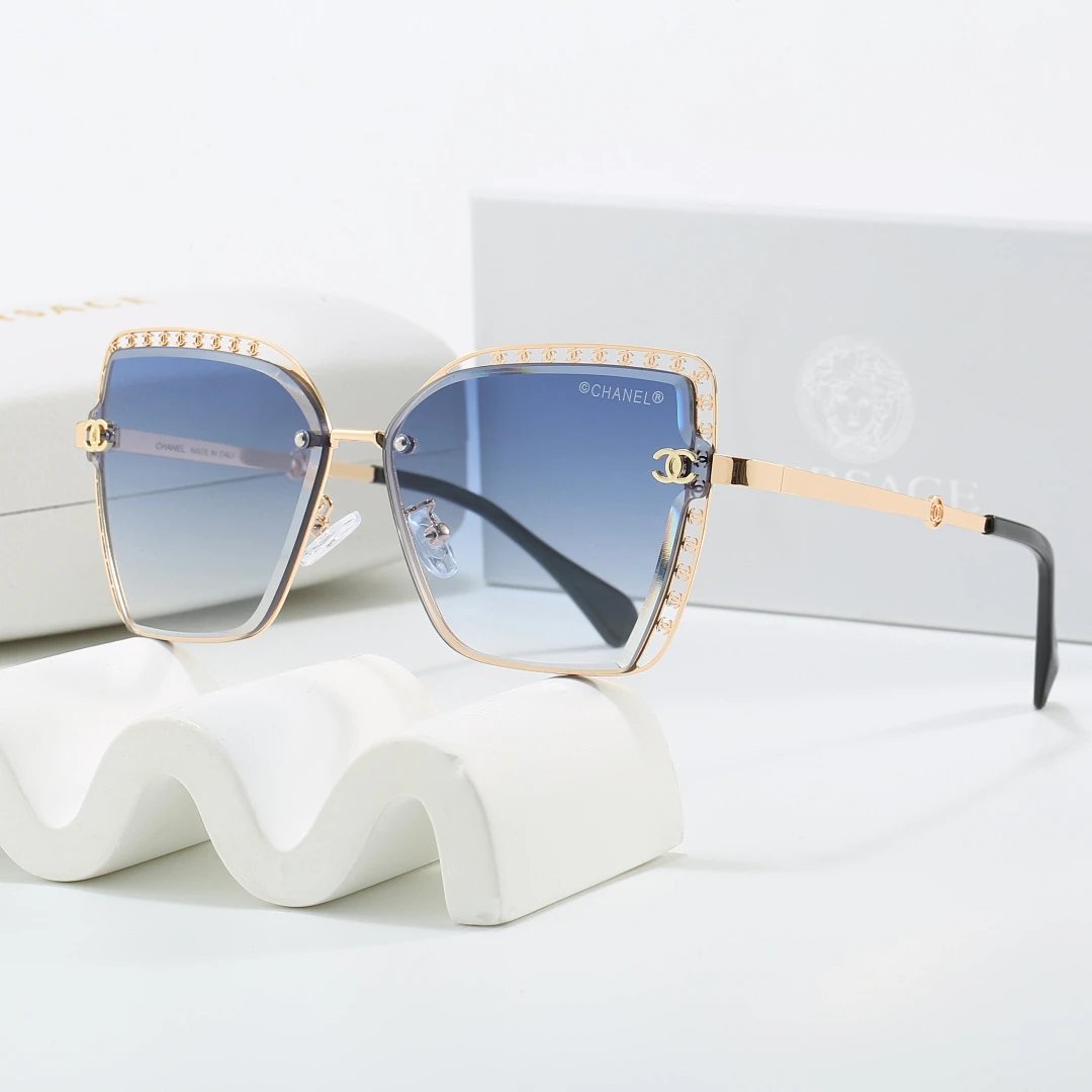 Chanel Blue Tinted Lens Square Sunglasses, Polished Frame Style 20