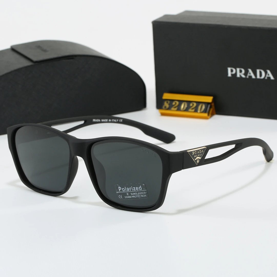 Prada Black Tinted Lens Square Sunglasses, Polished Frame Style 12
