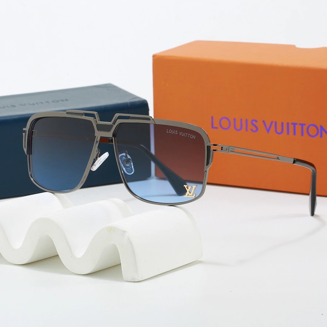 Louis Vuitton Brown Tinted Lens Square Sunglasses, Polished Frame Style 24