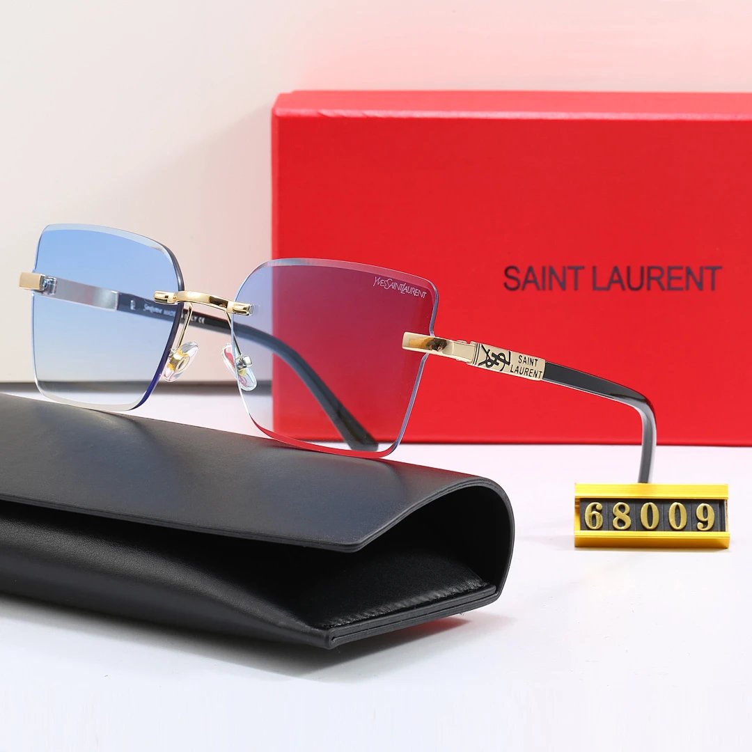 Saint Laurent Red Tinted Lens Square Sunglasses, Polished Frame Style 10