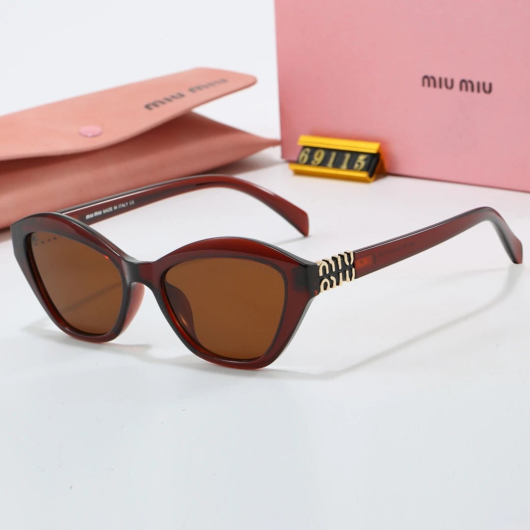 Miu Miu Brown Tinted Lens Square Sunglasses, Polished Frame Style 11