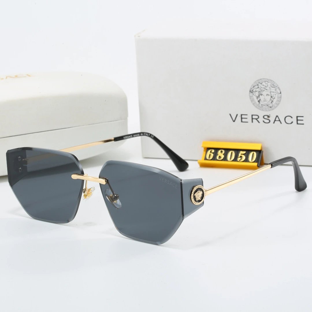 Versace Gray Tinted Lens Square Sunglasses, Polished Frame Style 10