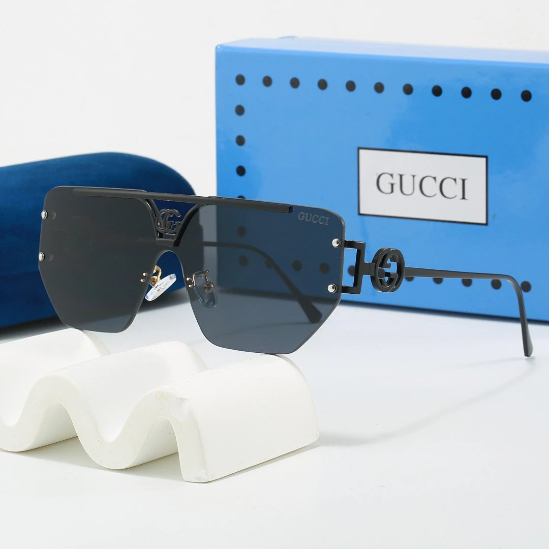 Gucci Blue Tinted Lens Square Sunglasses, Polished Frame Style 16
