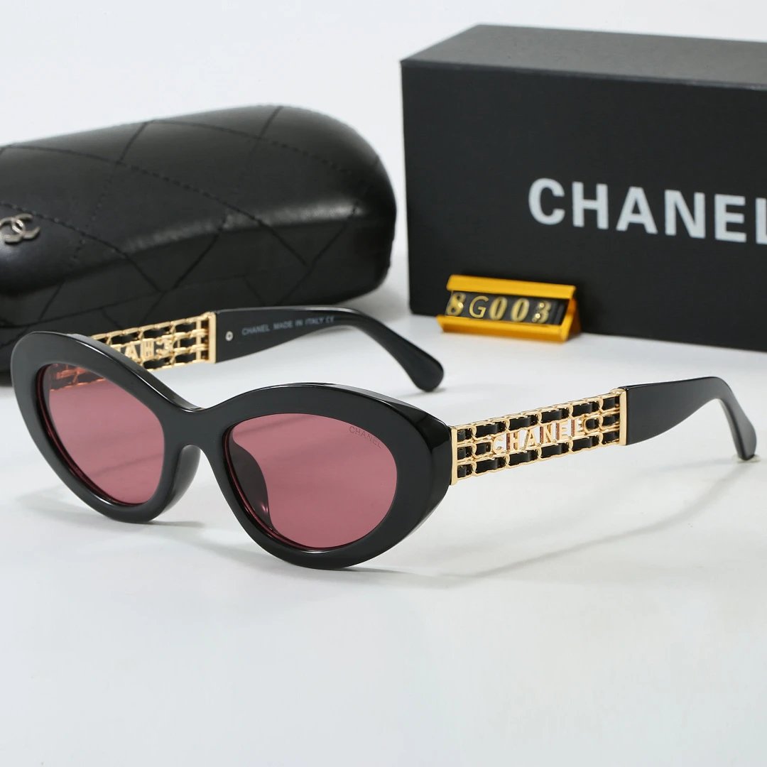Chanel Black Tinted Lens Square Sunglasses, Polished Frame Style 08