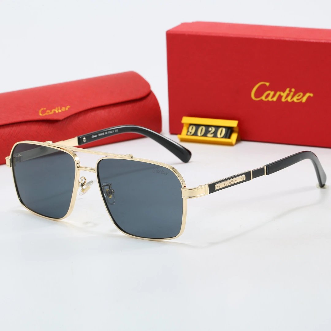 Cartier Red Tinted Lens Geometric Sunglasses, Polished Frame Style 08