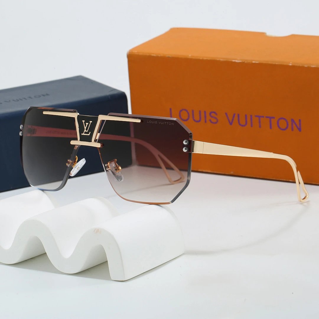 Louis Vuitton Brown Tinted Lens Square Sunglasses, Polished Frame Style 22
