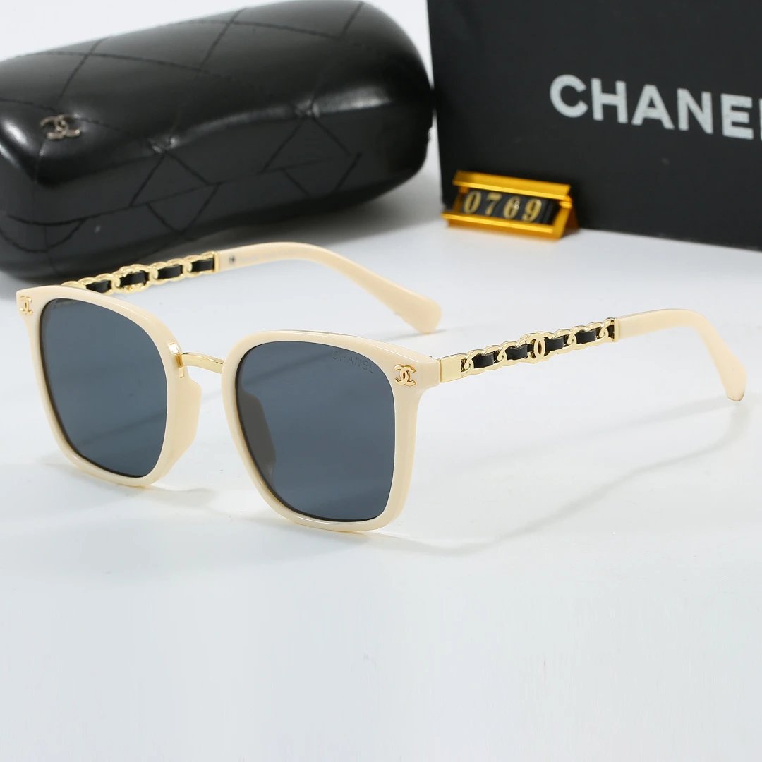 Chanel Black Tinted Lens Square Sunglasses, Polished Frame Style 07