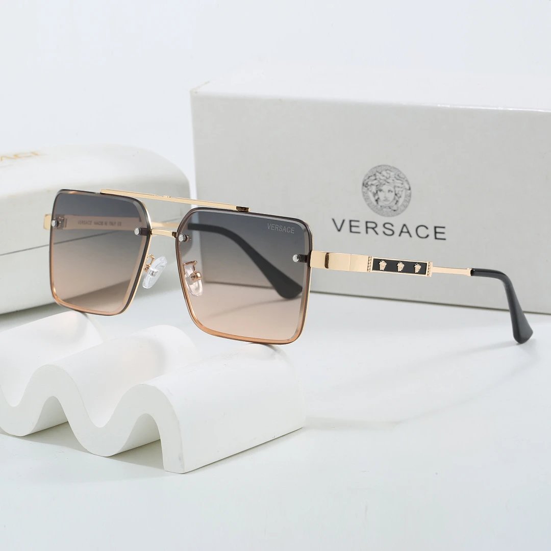 Versace Gray Tinted Lens Square Sunglasses, Polished Frame Style 15