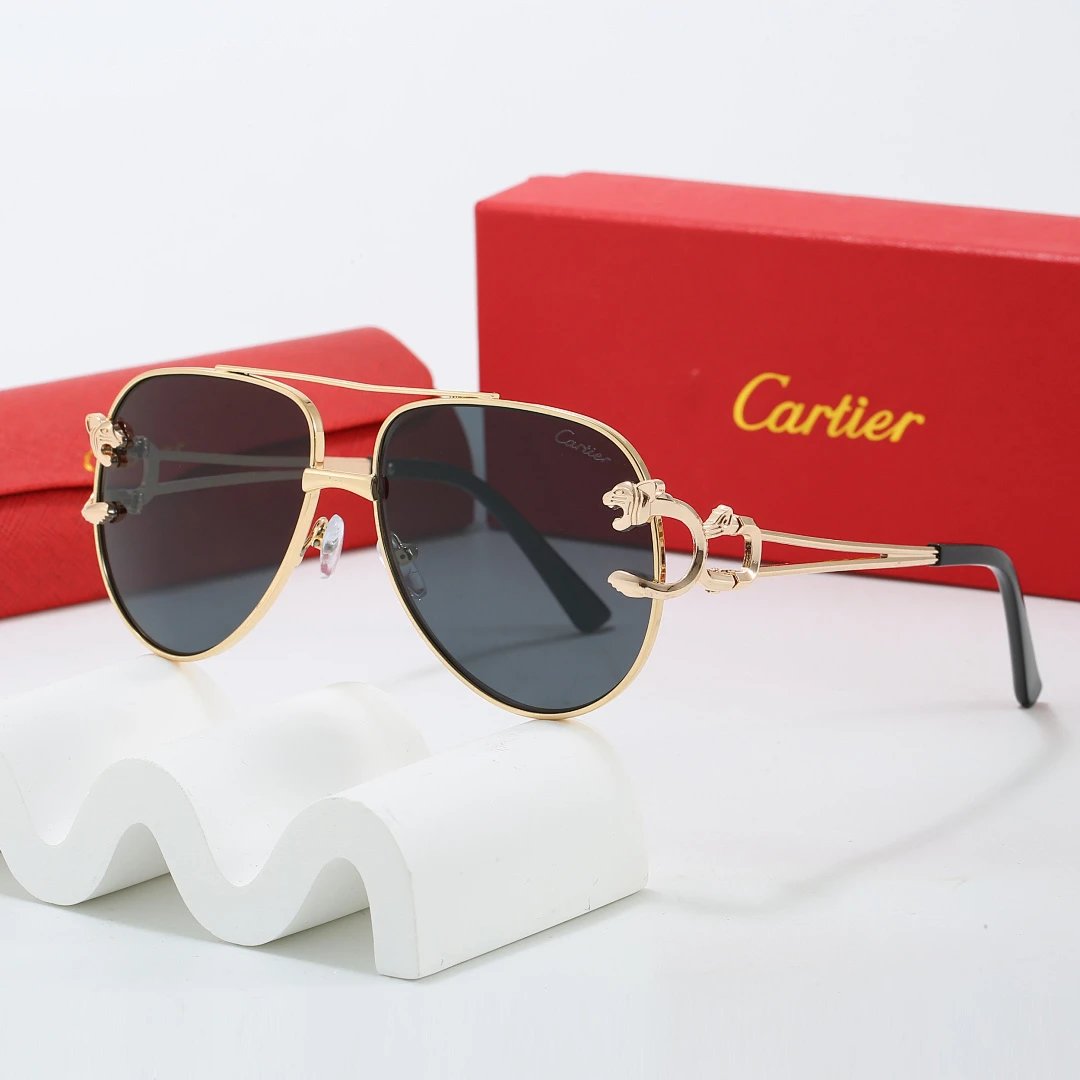 Cartier Red Tinted Lens Geometric Sunglasses, Polished Frame Style 09
