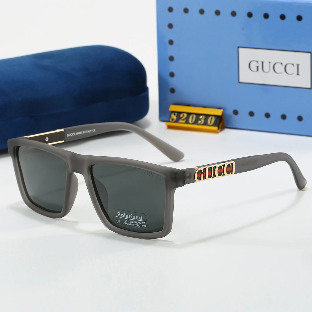 Gucci Blue Tinted Lens Square Sunglasses, Polished Frame Style 12