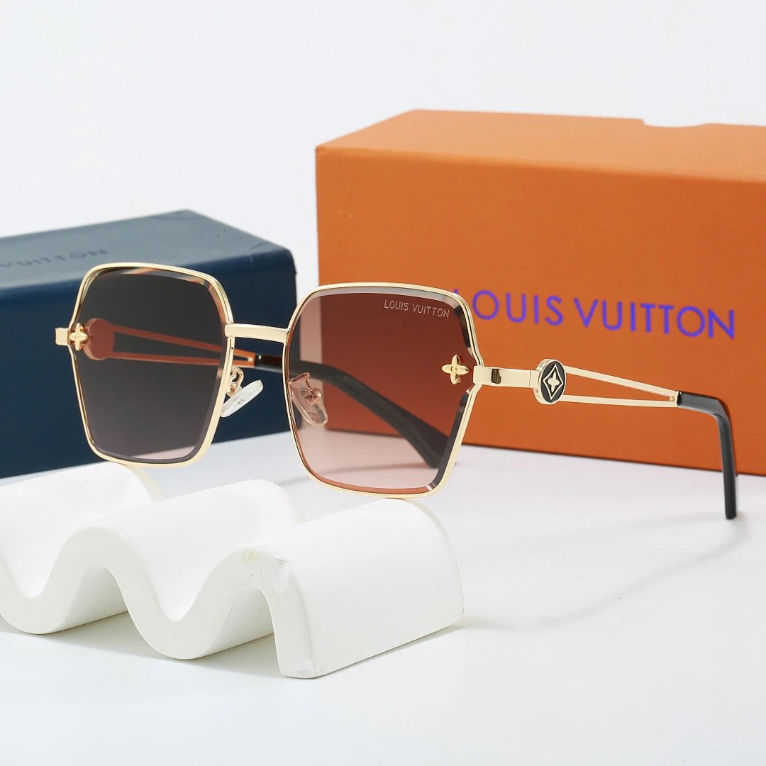 Louis Vuitton Brown Tinted Lens Square Sunglasses, Polished Frame Style 29