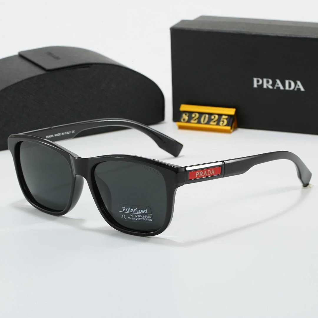 Prada Black Tinted Lens Square Sunglasses, Polished Frame Style 22