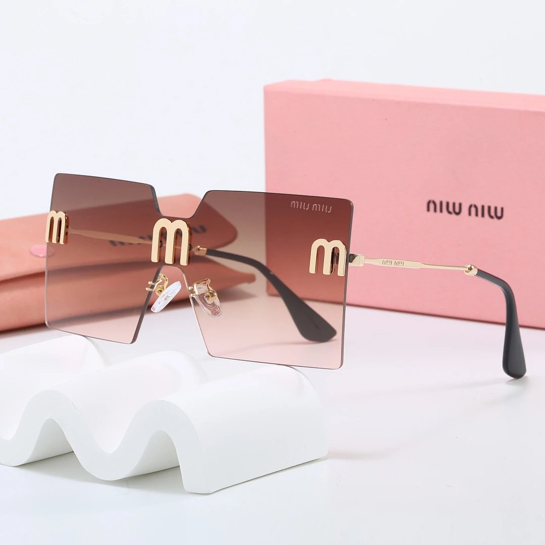 Miu Miu Brown Tinted Lens Square Sunglasses, Polished Frame Style 19