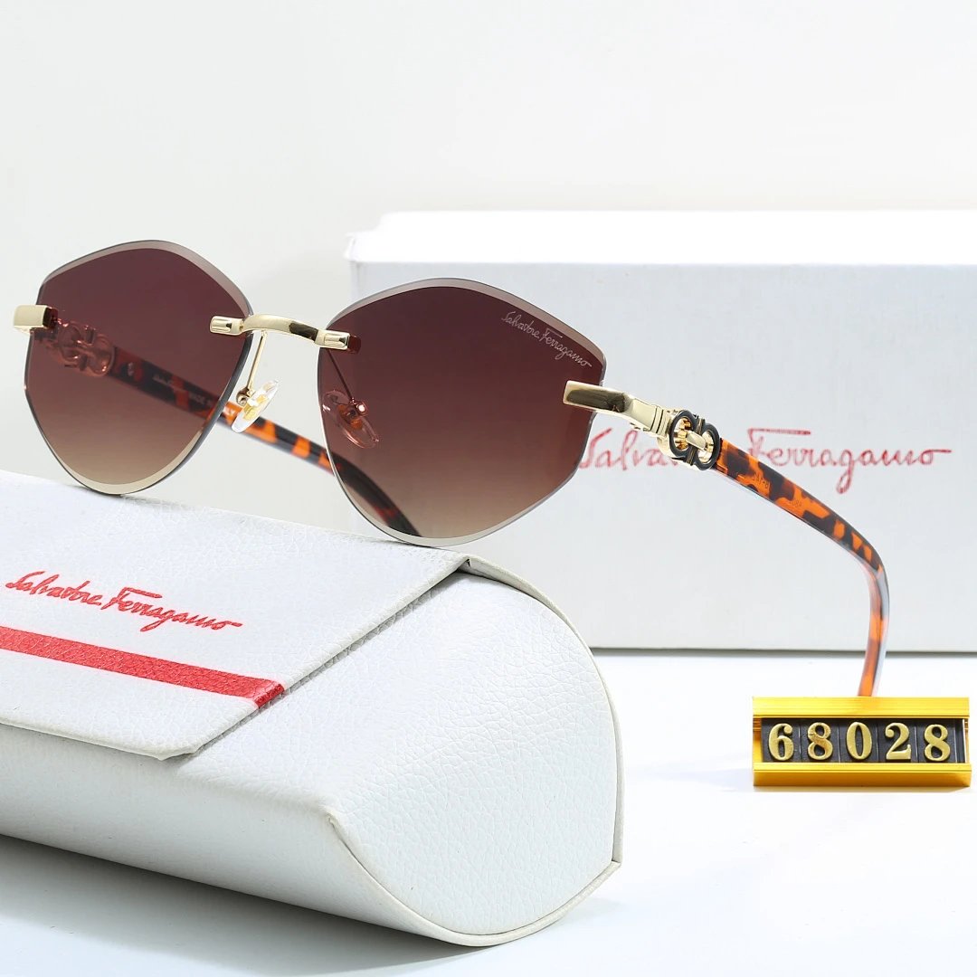 Ferragamo Black Tinted Lens Square Sunglasses, Polished Frame Style 01