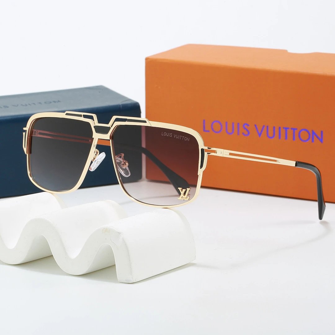 Louis Vuitton Brown Tinted Lens Square Sunglasses, Polished Frame Style 27