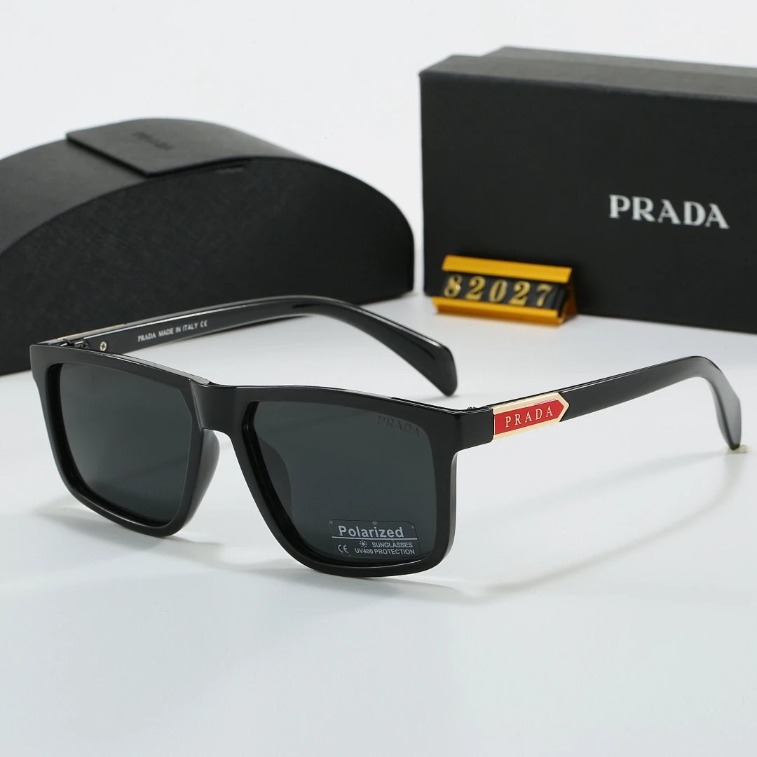 Prada Black Tinted Lens Square Sunglasses, Polished Frame Style 13