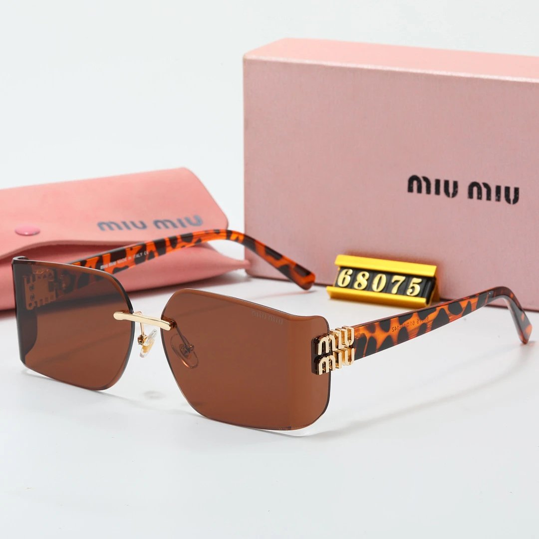 Miu Miu Brown Tinted Lens Square Sunglasses, Polished Frame Style 09