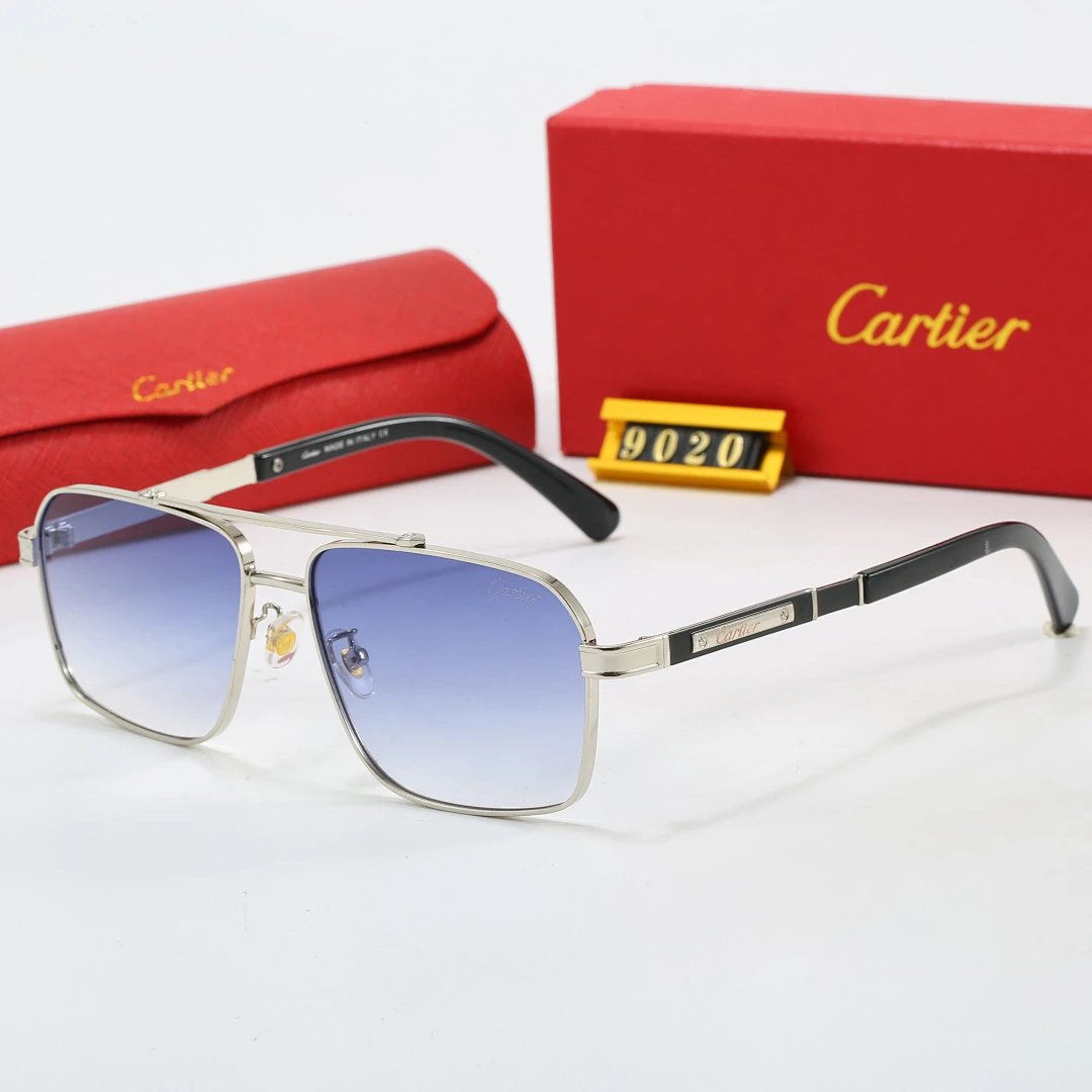 Cartier Red Tinted Lens Geometric Sunglasses, Polished Frame Style 05