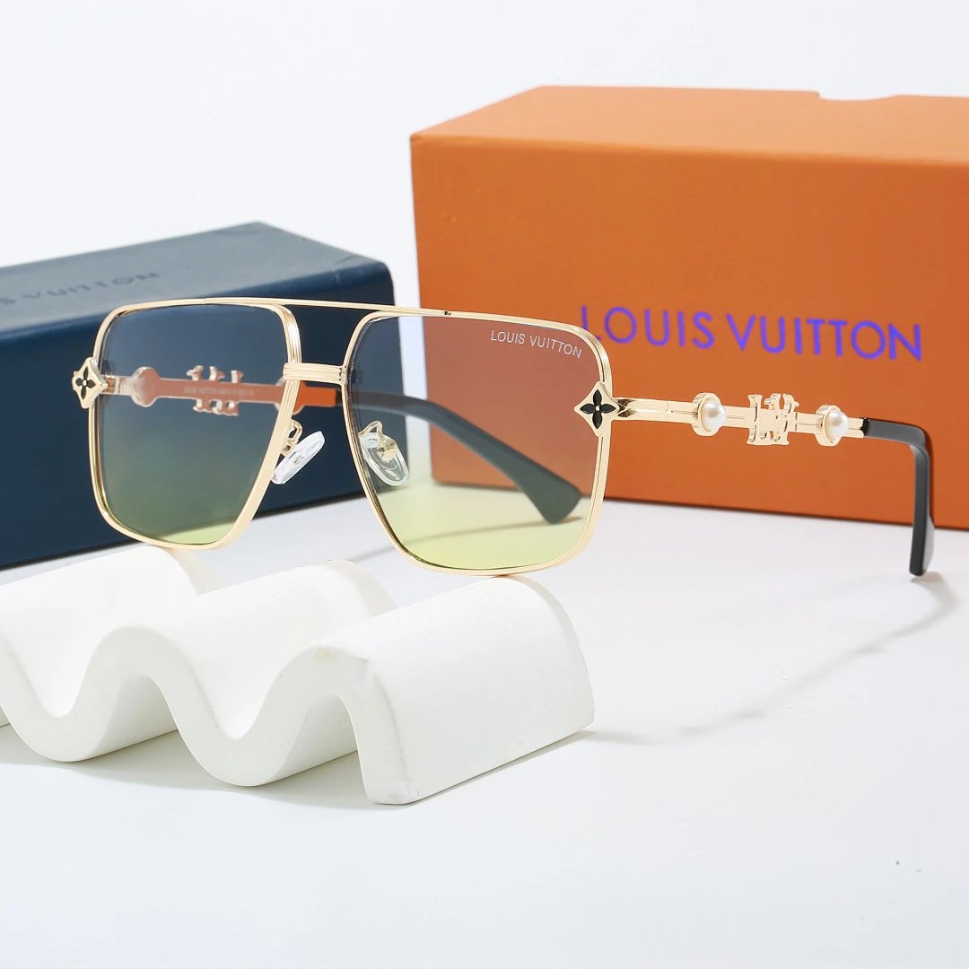 Louis Vuitton Brown Tinted Lens Square Sunglasses, Polished Frame Style 17