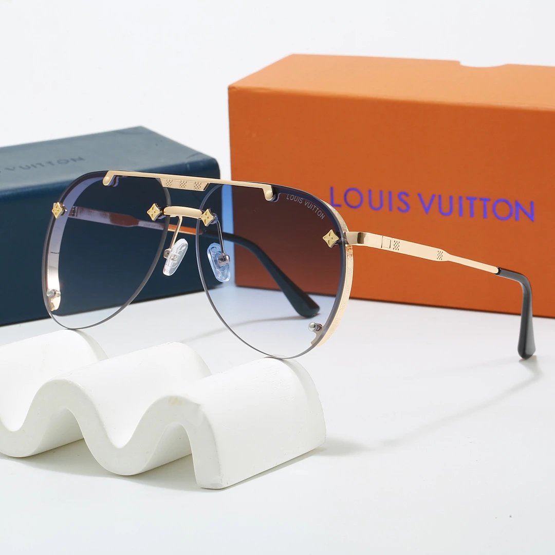 Louis Vuitton Brown Tinted Lens Square Sunglasses, Polished Frame Style 11