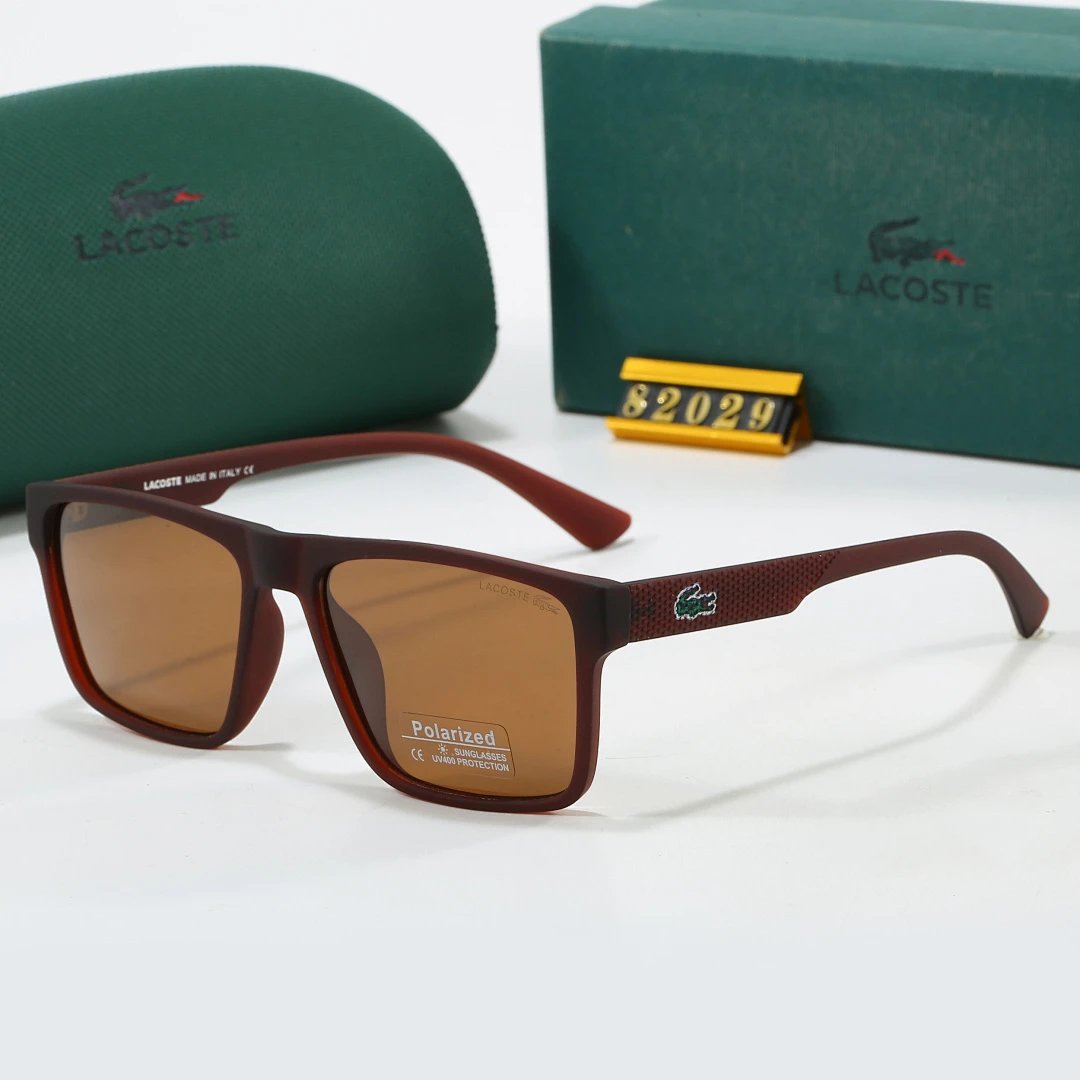 Lacoste Green Tinted Lens Square Sunglasses, Polished Frame Style 01