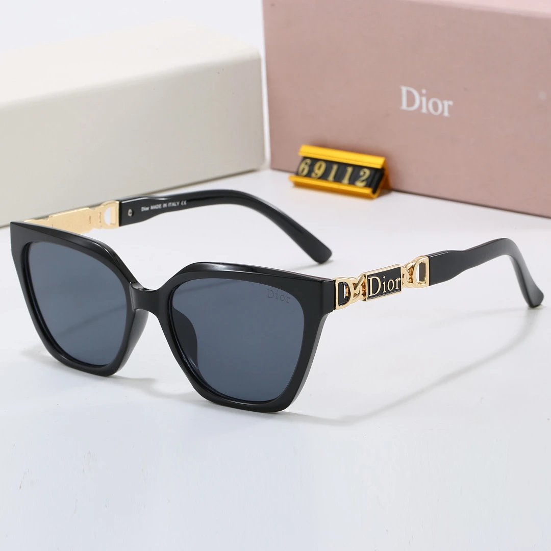 Dior Black Tinted Lens Square Sunglasses, Polished Frame Style 33