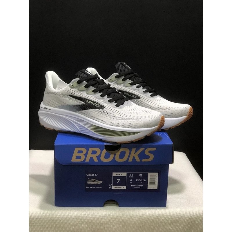 Brooks Ghost 17 Running Shoes Grey White - Style 8