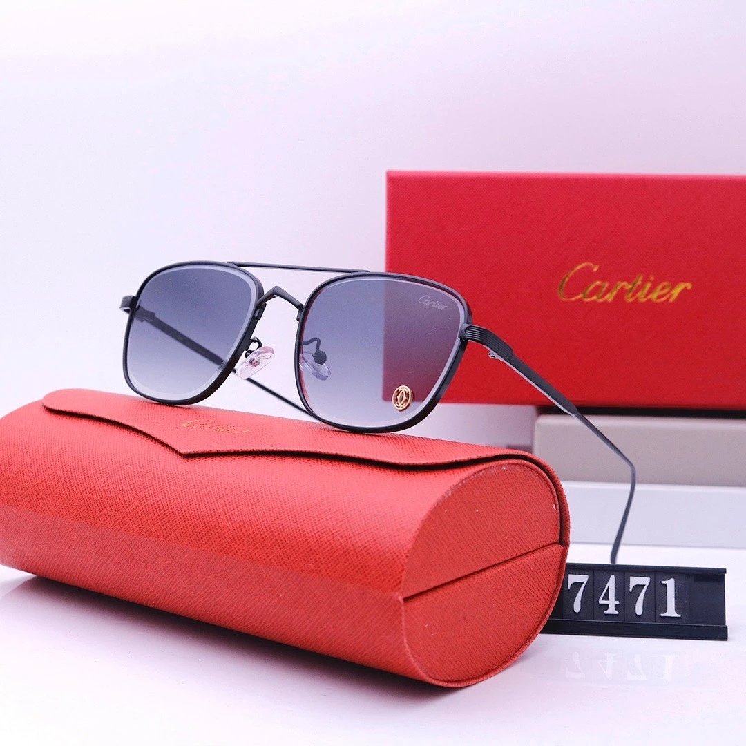Cartier Red Tinted Lens Geometric Sunglasses, Polished Frame Style 06