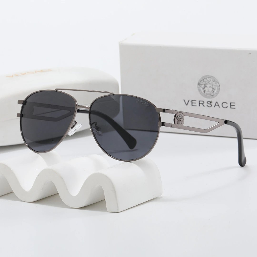 Versace Black Tinted Lens Square Sunglasses, Polished Frame Style 22