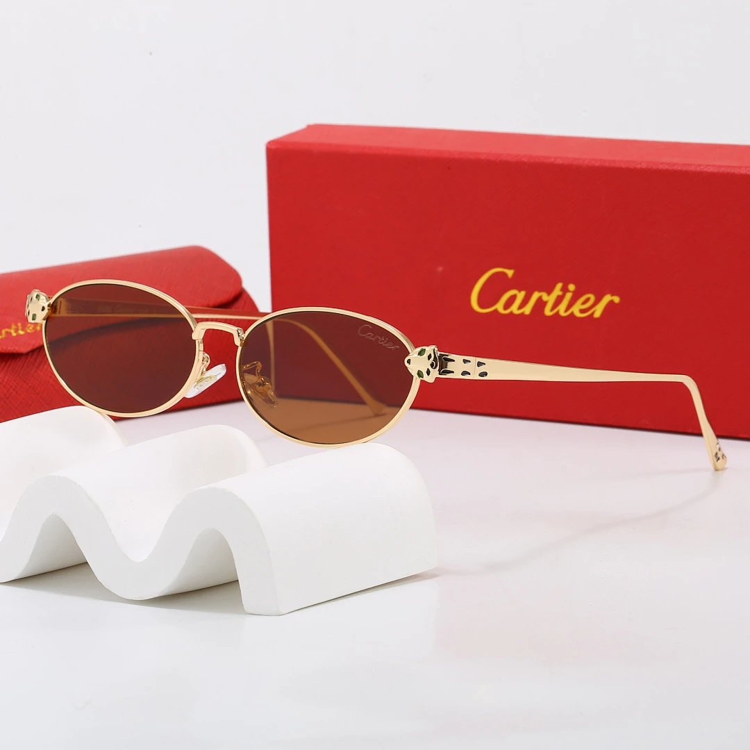 Cartier Red Tinted Lens Geometric Sunglasses, Polished Frame Style 05