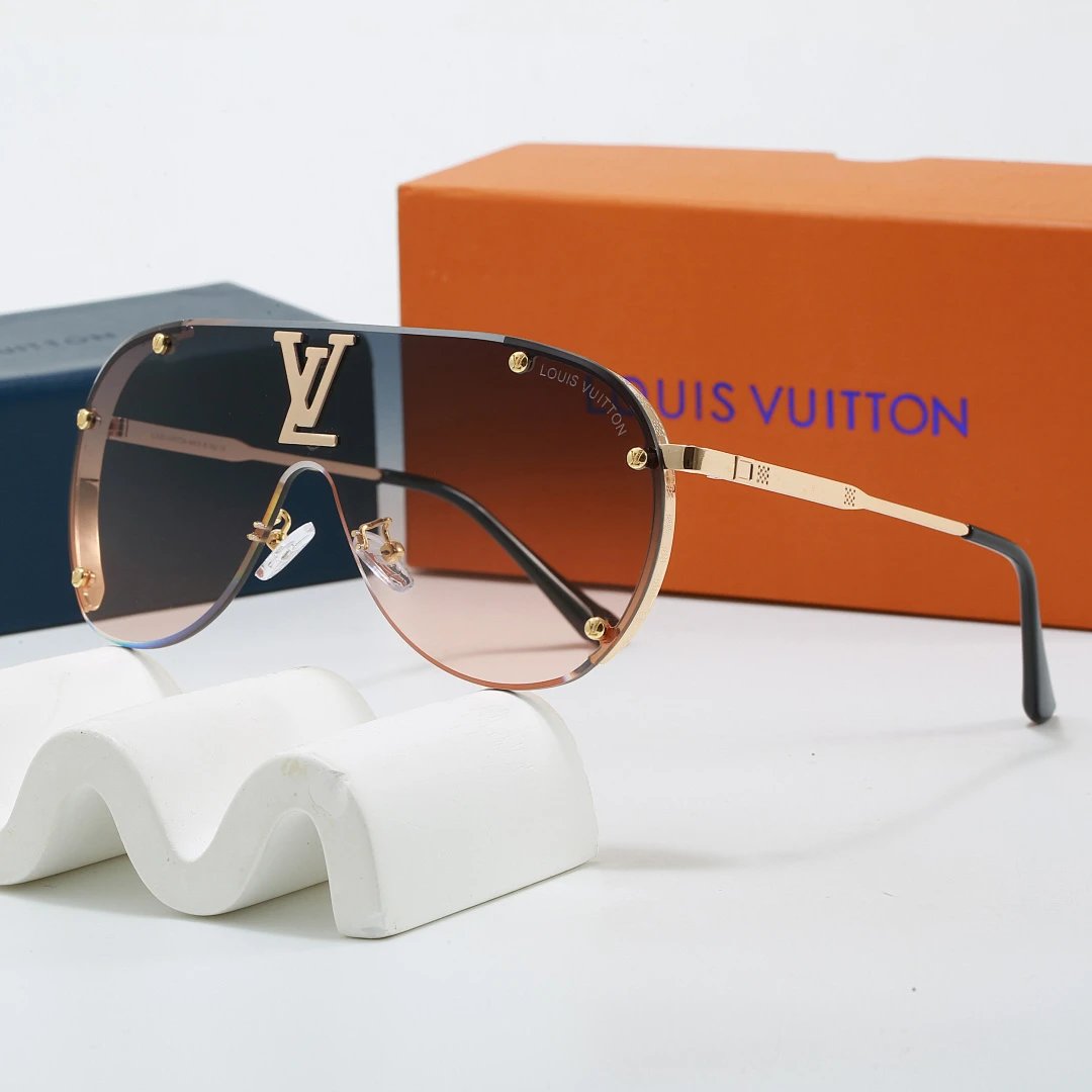 Louis Vuitton Brown Tinted Lens Square Sunglasses, Polished Frame Style 35