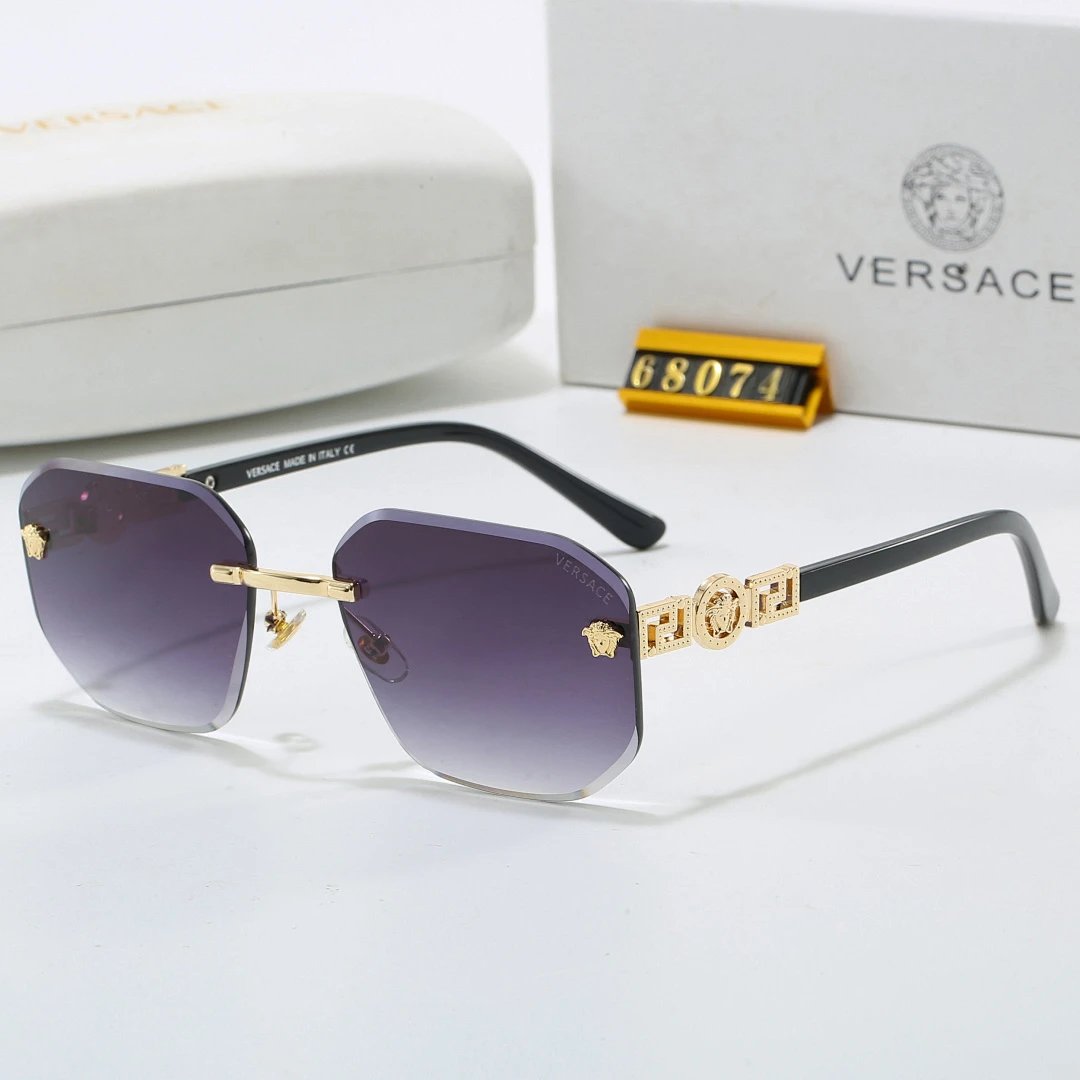 Versace Gray Tinted Lens Square Sunglasses, Polished Frame Style 17