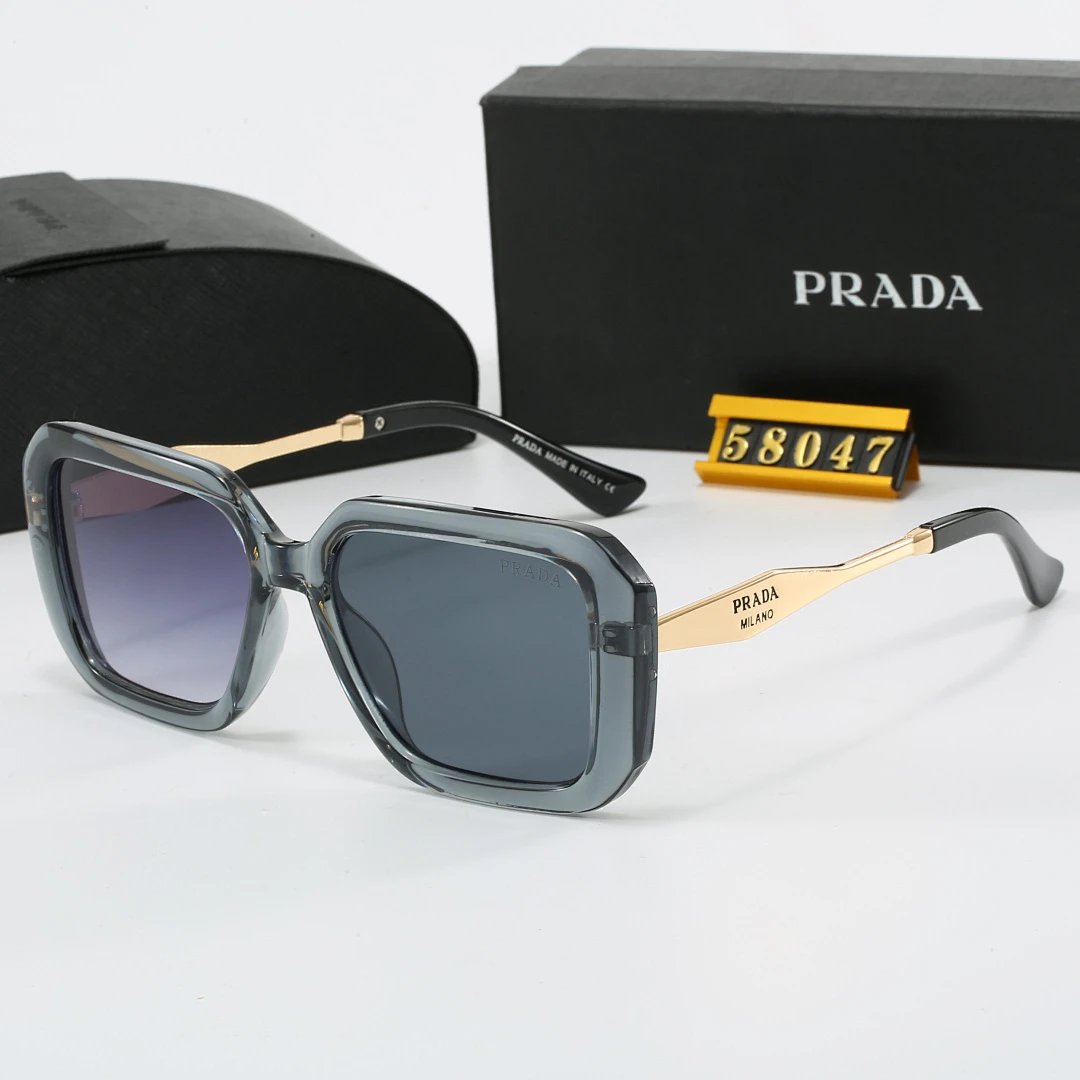 Prada Black Tinted Lens Square Sunglasses, Polished Frame Style 21