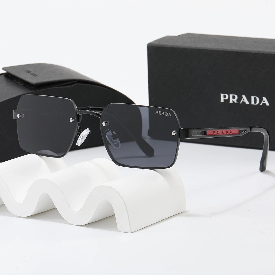 Prada Black Tinted Lens Square Sunglasses, Polished Frame Style 11