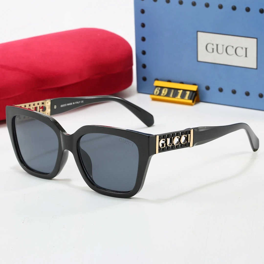 Gucci Brown Tinted Lens Square Sunglasses, Polished Frame Style 21