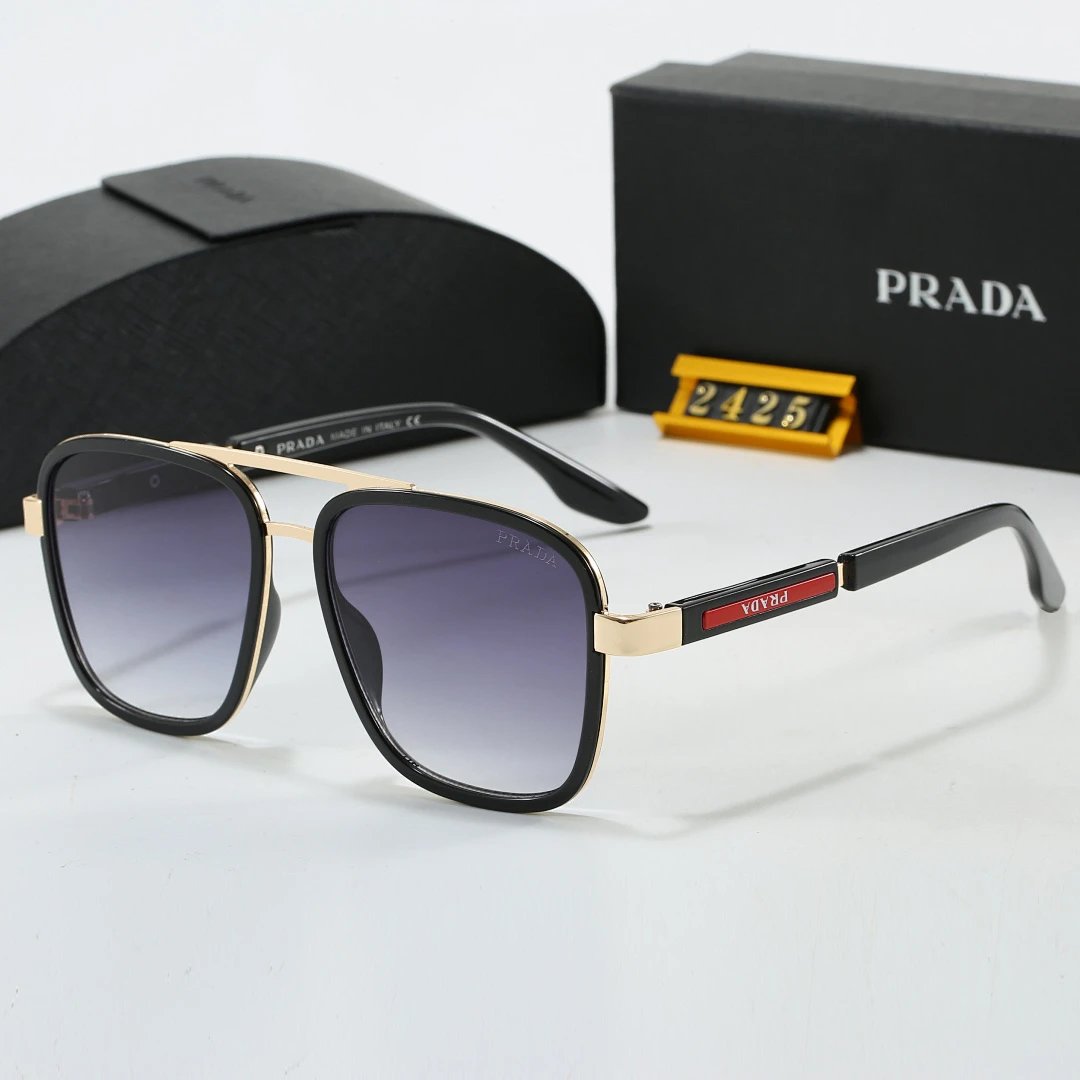 Prada Black Tinted Lens Square Sunglasses, Polished Frame Style 05