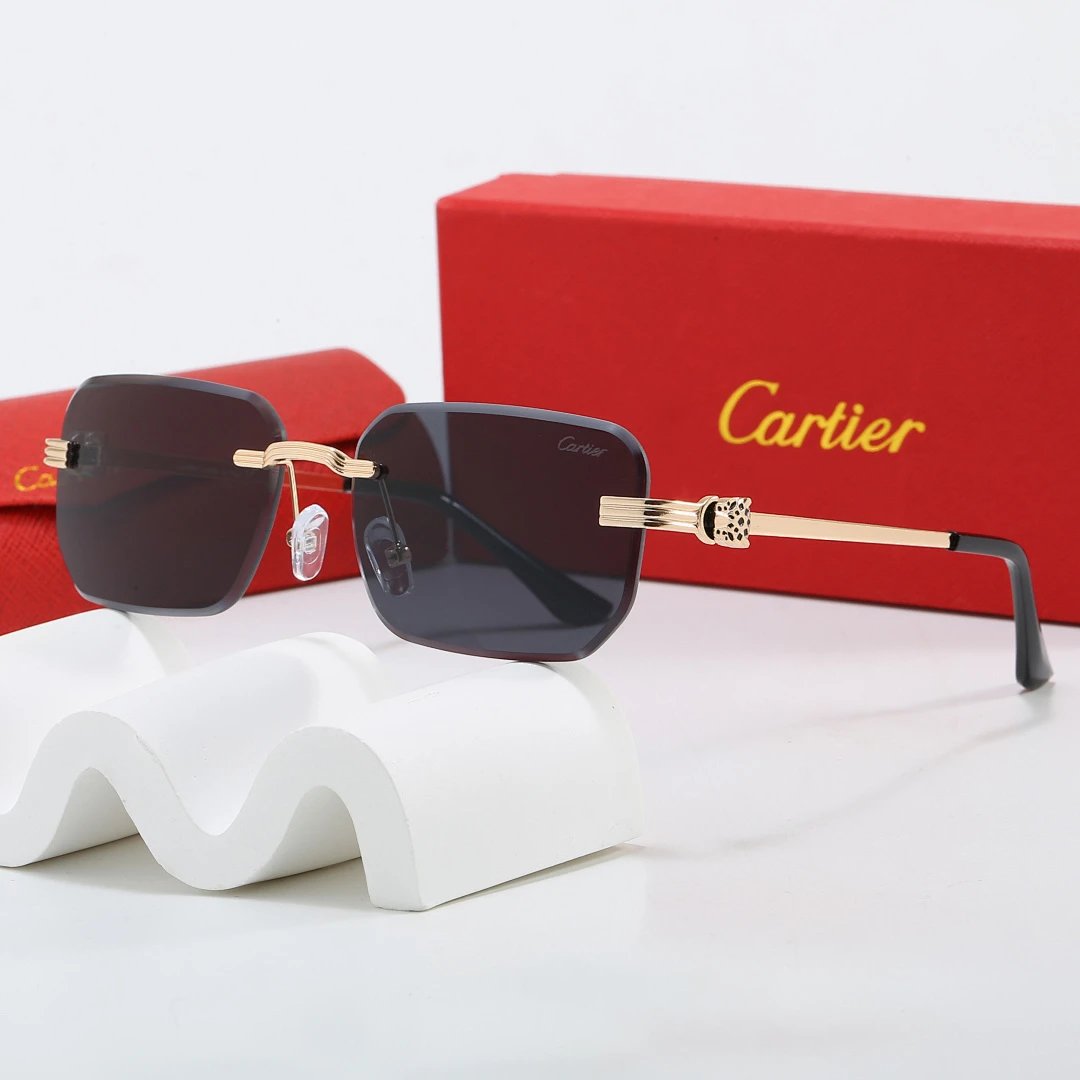 Cartier Red Tinted Lens Geometric Sunglasses, Polished Frame Style 07