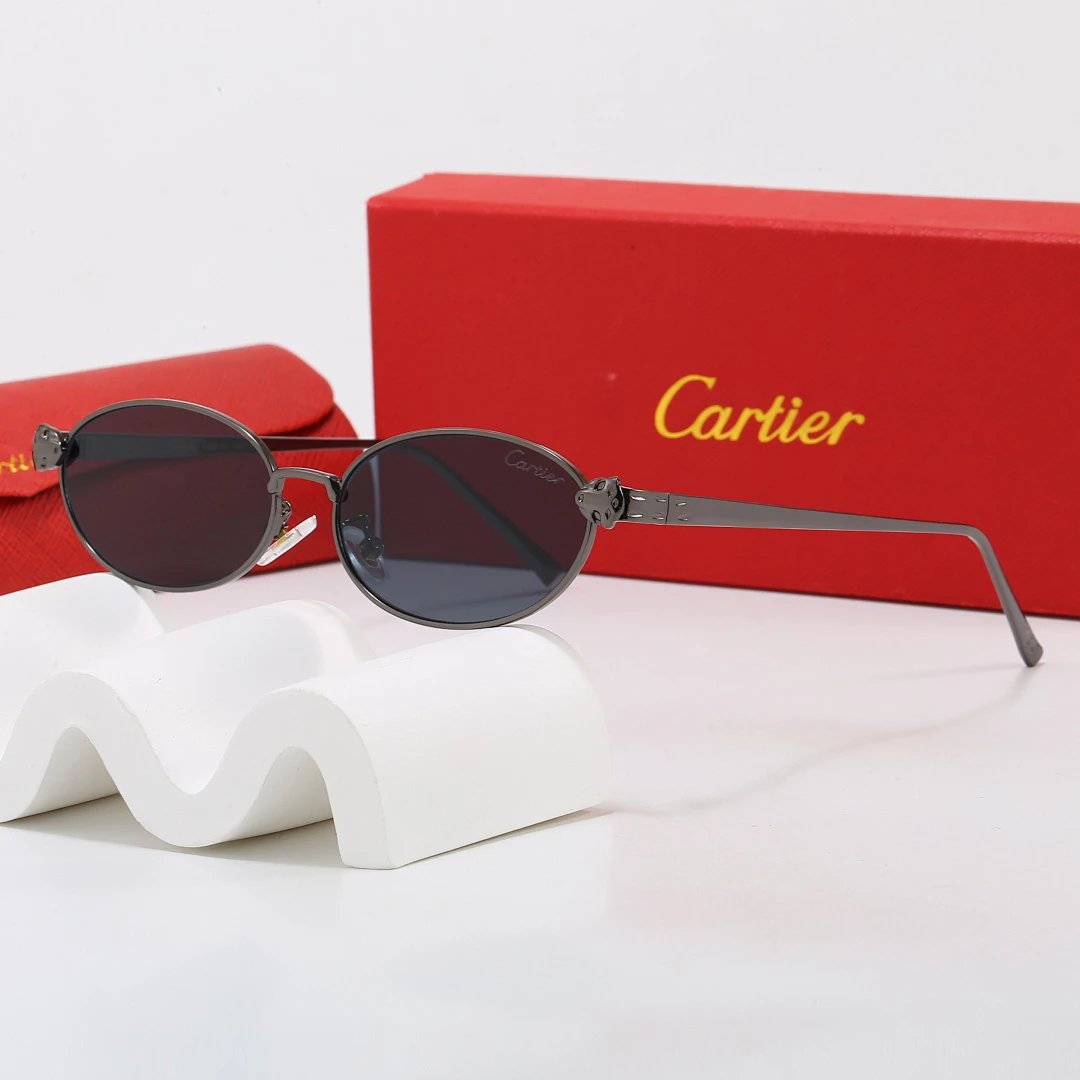Cartier Red Tinted Lens Geometric Sunglasses, Polished Frame Style 06