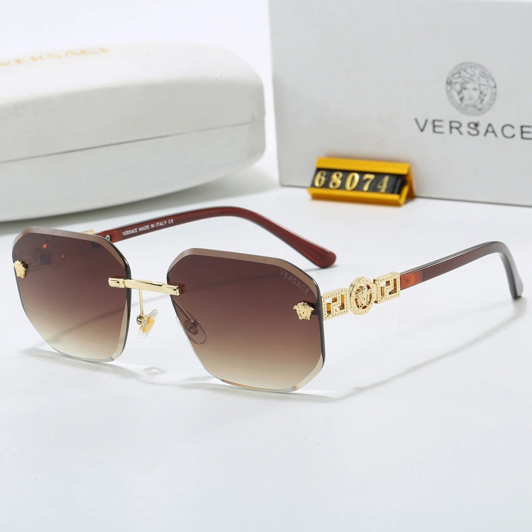 Versace Brown Tinted Lens Square Sunglasses, Polished Frame Style 20