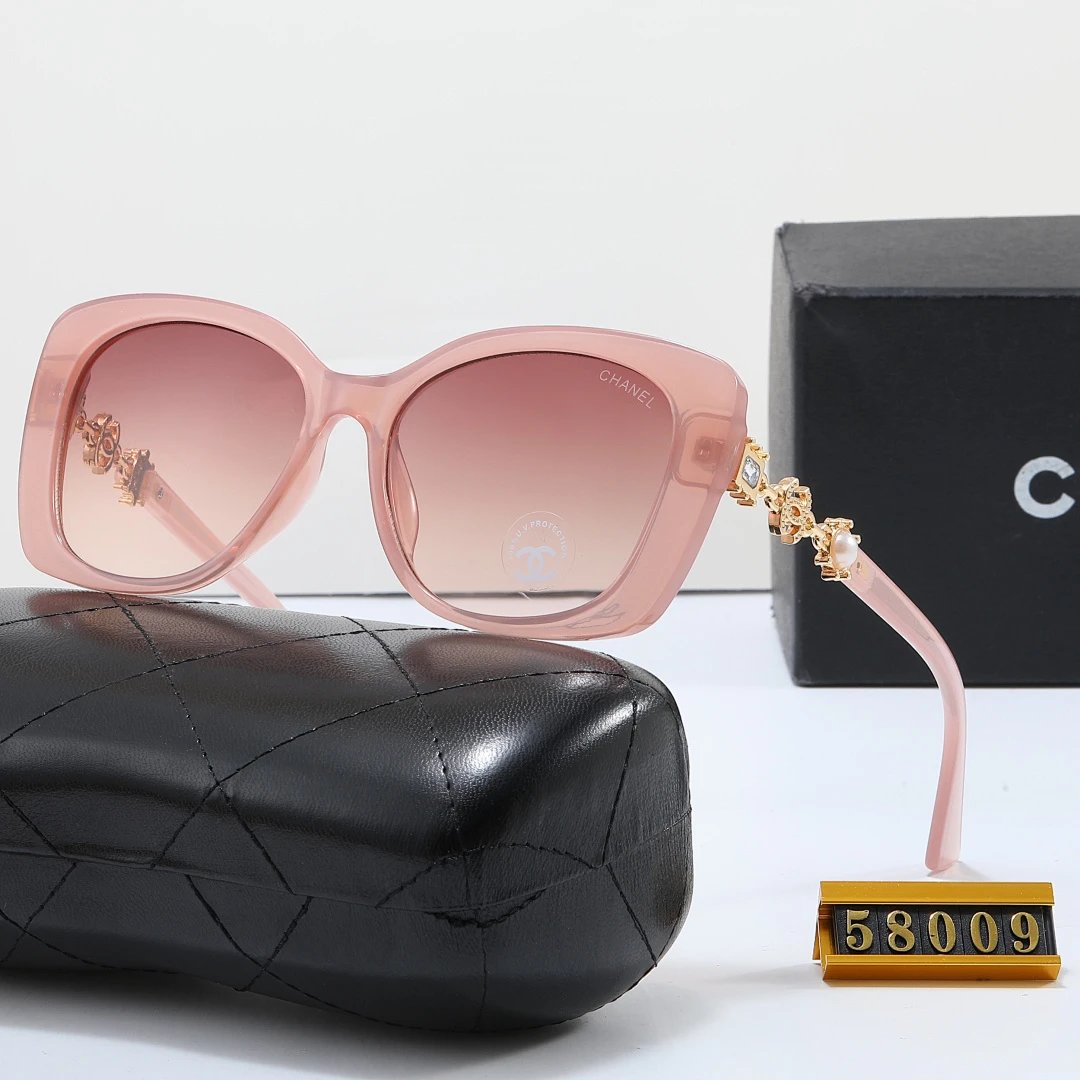 Chanel Black Tinted Lens Square Sunglasses, Polished Frame Style 07