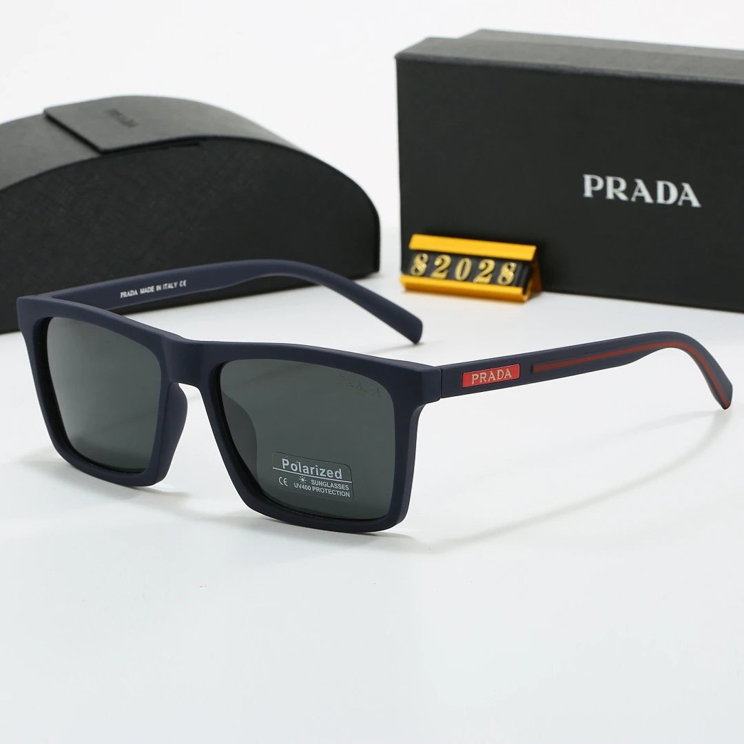 Prada Black Tinted Lens Square Sunglasses, Polished Frame Style 18
