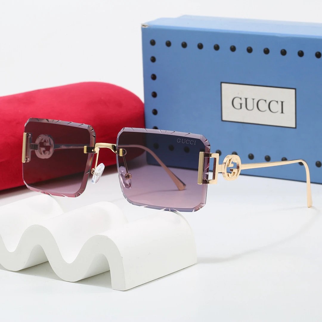 Gucci Tinted Lens Square Sunglasses, Polished Frame Style 15