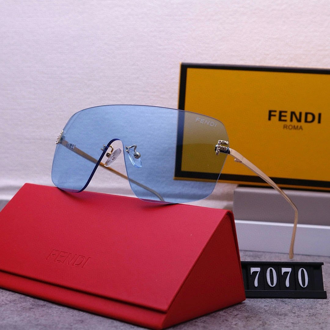 Fendi Red Tinted Lens Square Sunglasses, Polished Frame Style 21