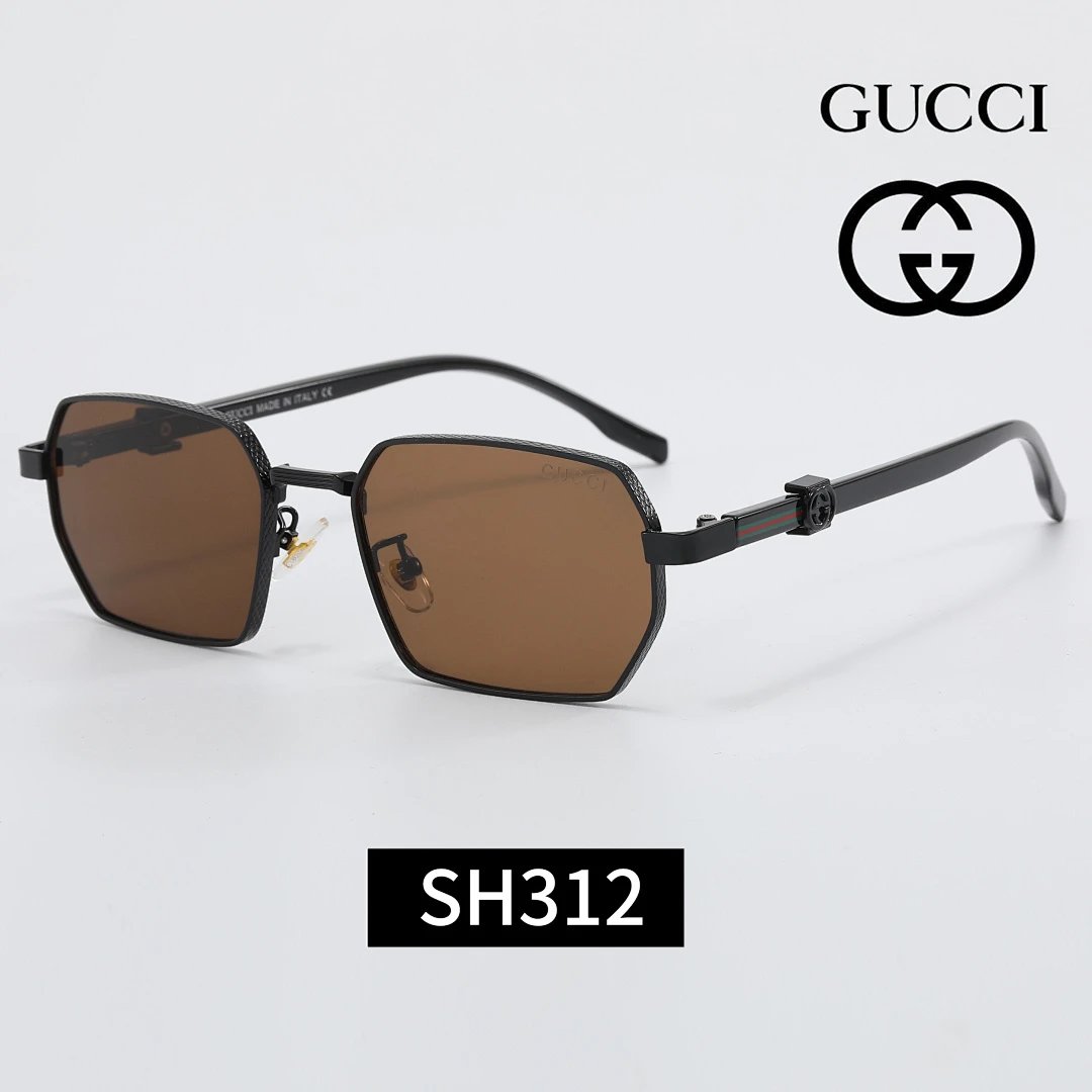 Gucci Tinted Lens Square Sunglasses, Polished Frame Style 20
