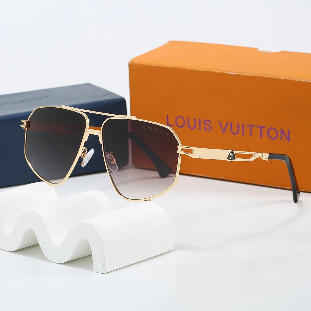Louis Vuitton Brown Tinted Lens Square Sunglasses, Polished Frame Style 22