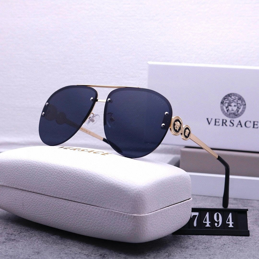 Versace Gray Tinted Lens Square Sunglasses, Polished Frame Style 22