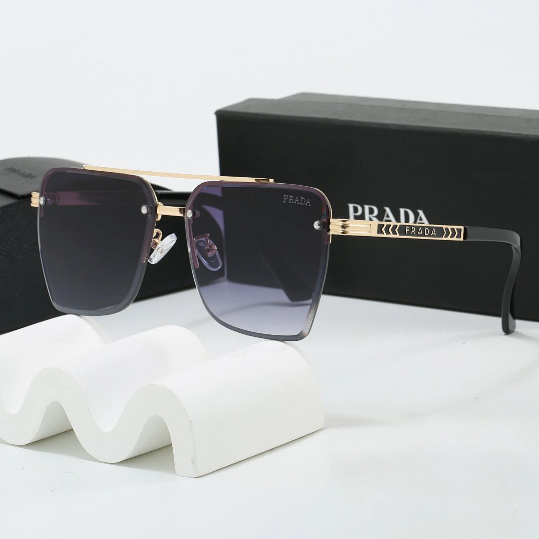 Prada Black Tinted Lens Square Sunglasses, Polished Frame Style 06